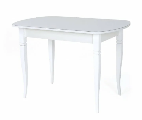 Хоста стол обеденный раздвижной со стеклом (СМ) (стекло белое, белый, опора резная белая)