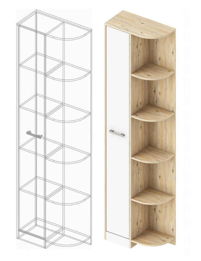 Милана шкаф-стеллаж 300 (Велес) (левый, гаскон пайн, белый лофт)