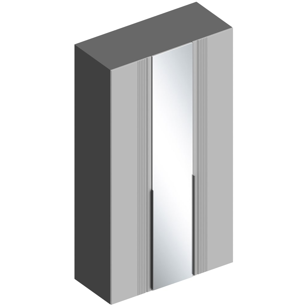 Вита МДФ шкаф 3-ств с зеркалом 1200 (Велес) (темно-серый)