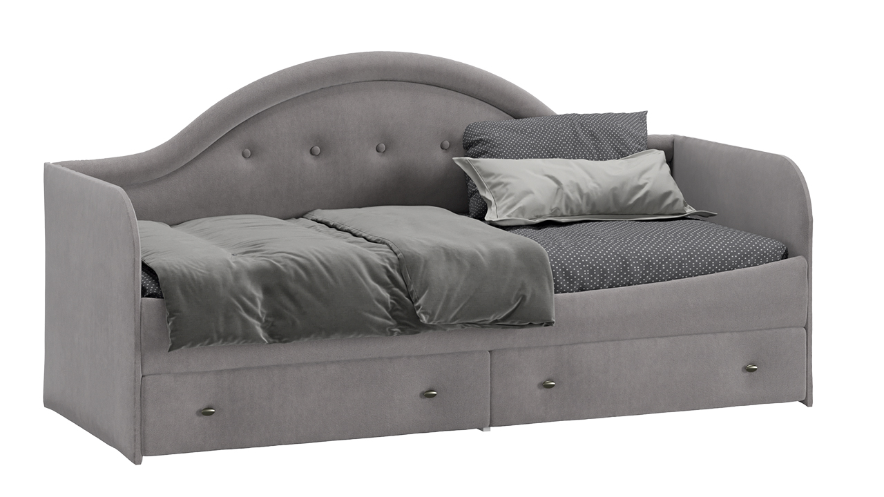 Адель кровать с мягкой спинкой 800 тип 1 (Т) (велюр светло-серый)